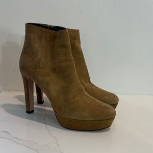 Prada Tan Suede Heeled Boots